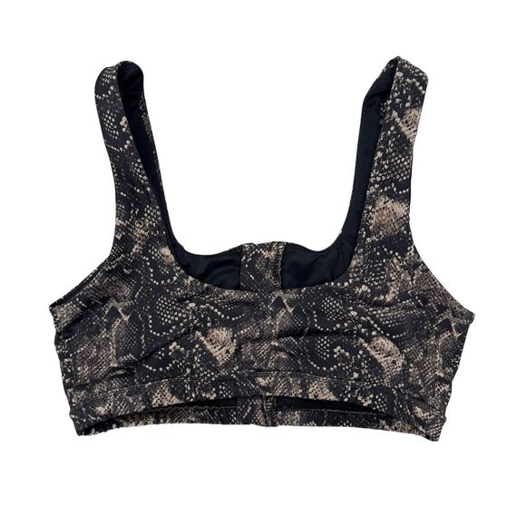 Good American Sports Bra Size 2 Snakeskin Halter Front Zip‎ Performance Gym - Picture 2 of 6